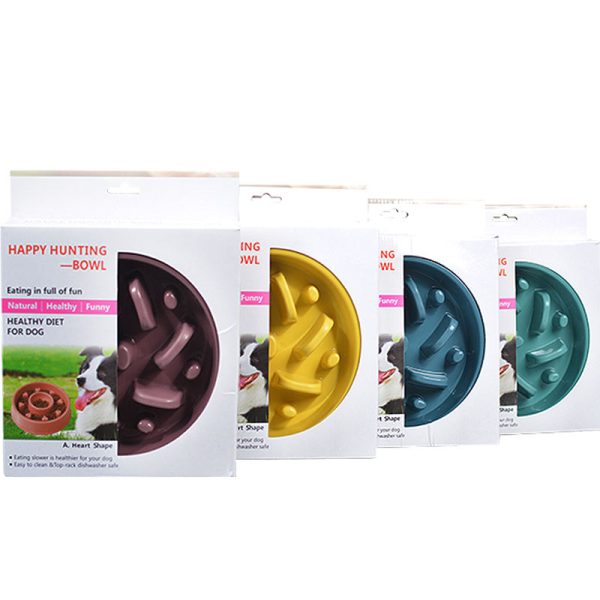 Wholesale Custom Logo Color Box Portable Plastic Slow Feeder Dog Bowl