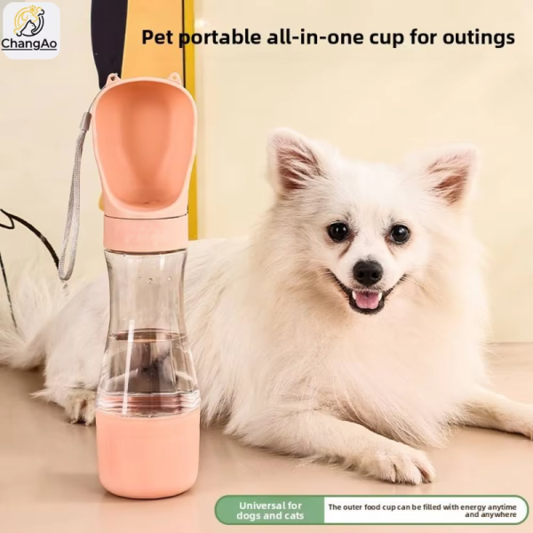 主图-3 Pet Accessories Eco-Friendly Portable Dog Water Bottle 2 in 1 Plastic Outdoor Travel Pet Drinking Cup Food Feeder for Small Dogs