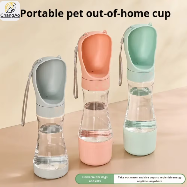 主图-4 Pet Accessories Eco-Friendly Portable Dog Water Bottle 2 in 1 Plastic Outdoor Travel Pet Drinking Cup Food Feeder for Small Dogs