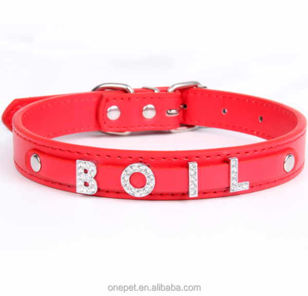 Diamond Letter PU Dog Collar Lace Decoration Simple Cute Style Training Pet Accessories Collars Features Nylon Animal