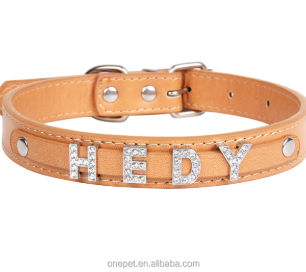 Diamond Letter PU Dog Collar Lace Decoration Simple Cute Style Training Pet Accessories Collars Features Nylon Animal