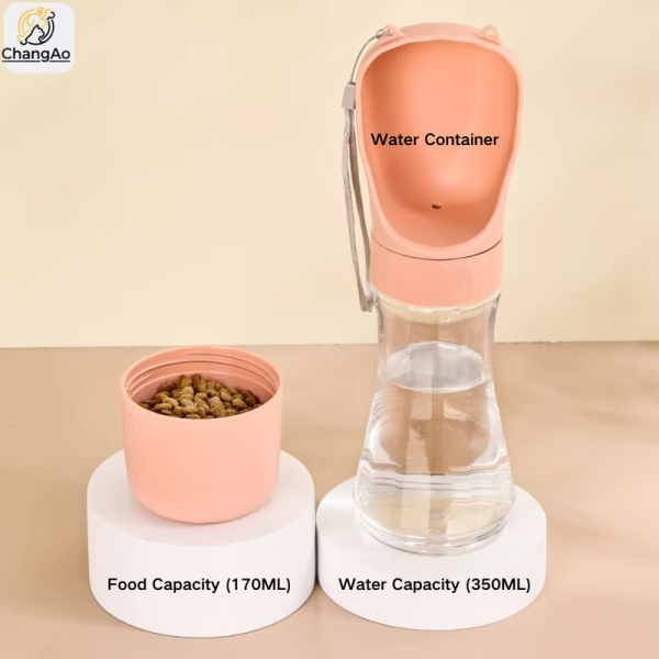 主图-5 Pet Accessories Eco-Friendly Portable Dog Water Bottle 2 in 1 Plastic Outdoor Travel Pet Drinking Cup Food Feeder for Small Dogs
