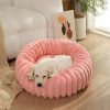 主图-5 Factory Hot Sale New Vertical Rabbit Plush Round Pet Bed Soft and Comfortable Donut Dog Bed Washable Cat Mat Warm Pet Mat